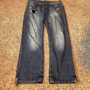 TK Axel Relaxed Straight Jeans Mens Size‎ 34x32 Distressed Rips Denim